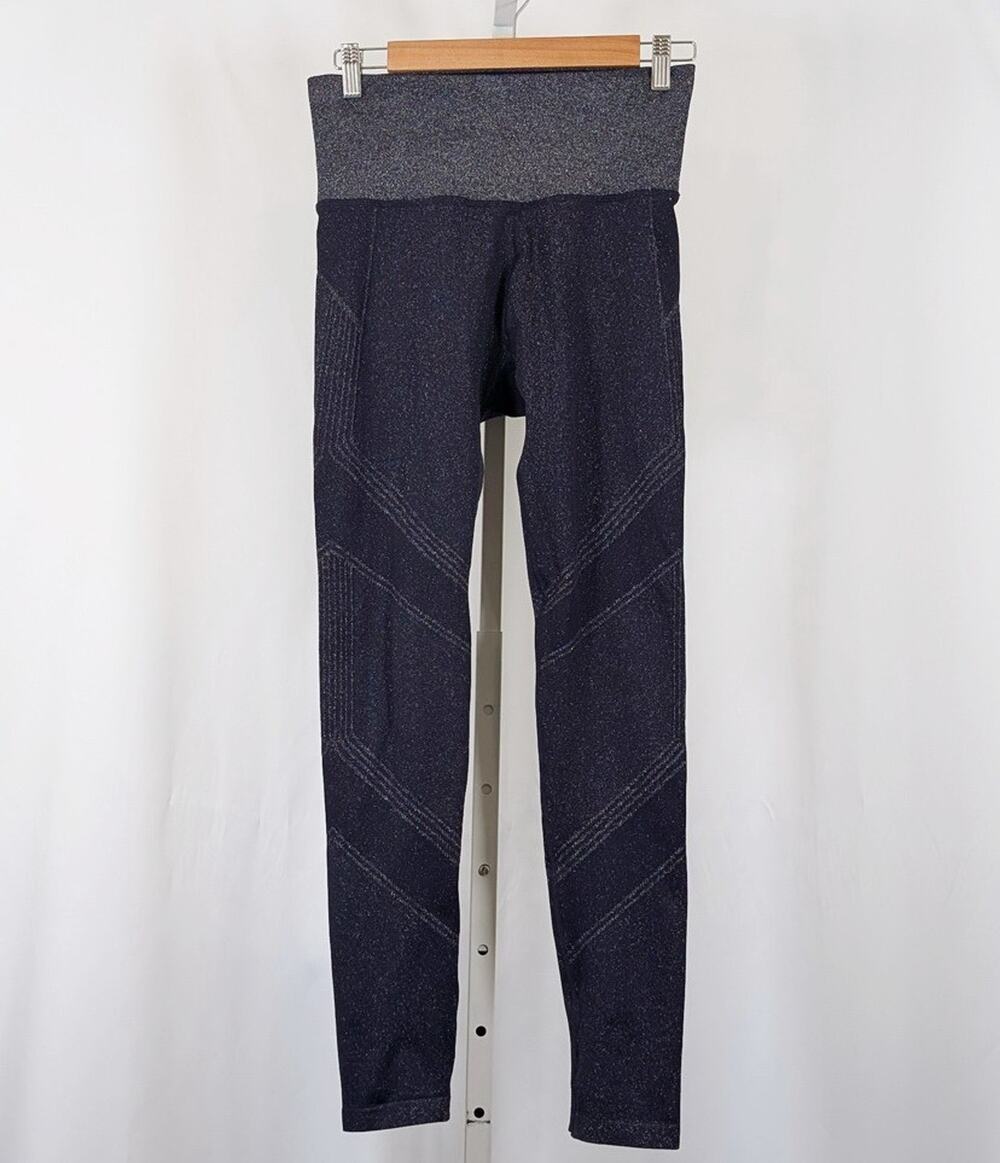 Athleta Twilight Tight Leggings Blue Silver Metallic Pants Women's Size M